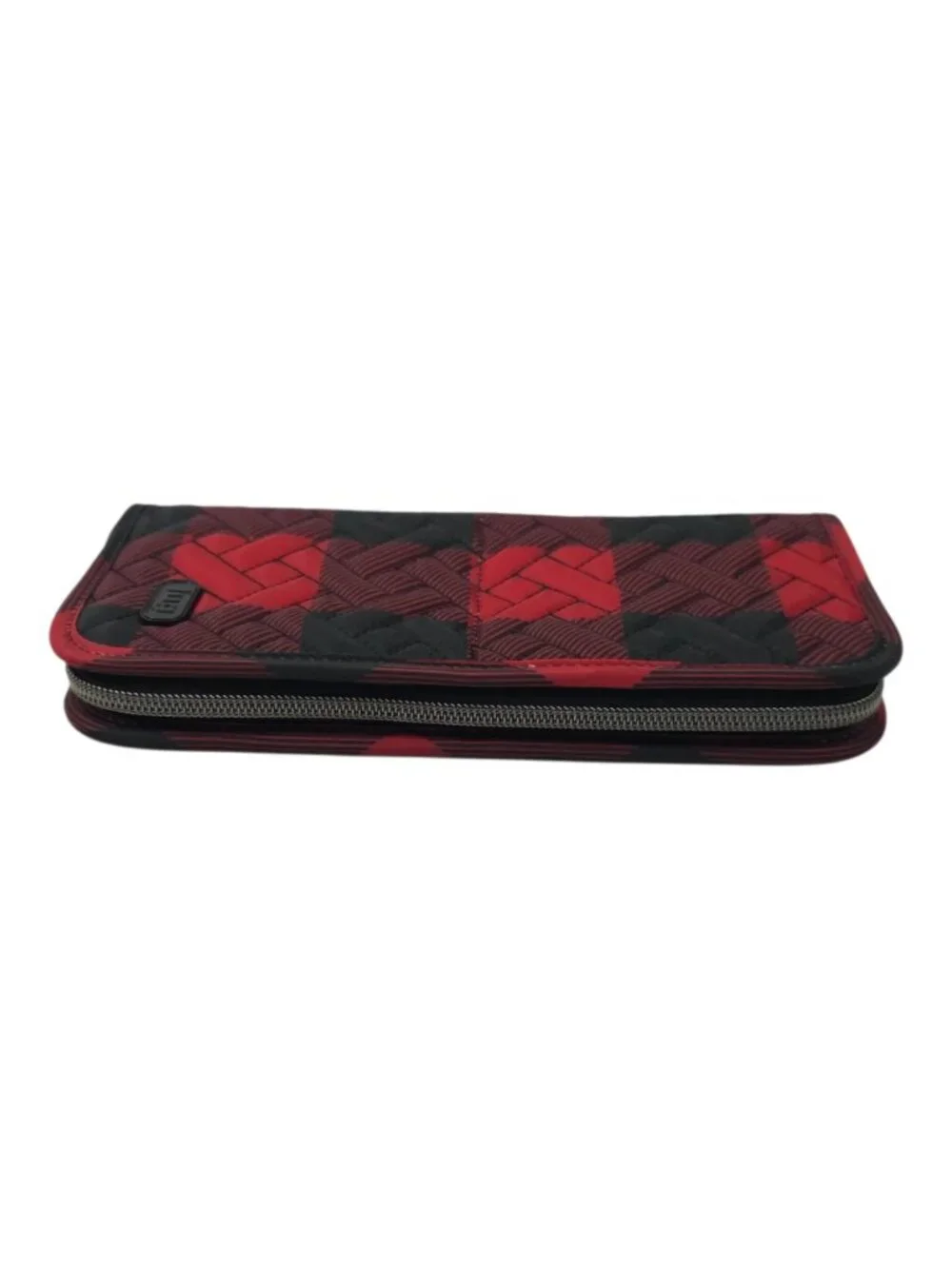 Lug Buffalo Check Red Black Plaid Quilted Compact Cosmetic Brush Organizer